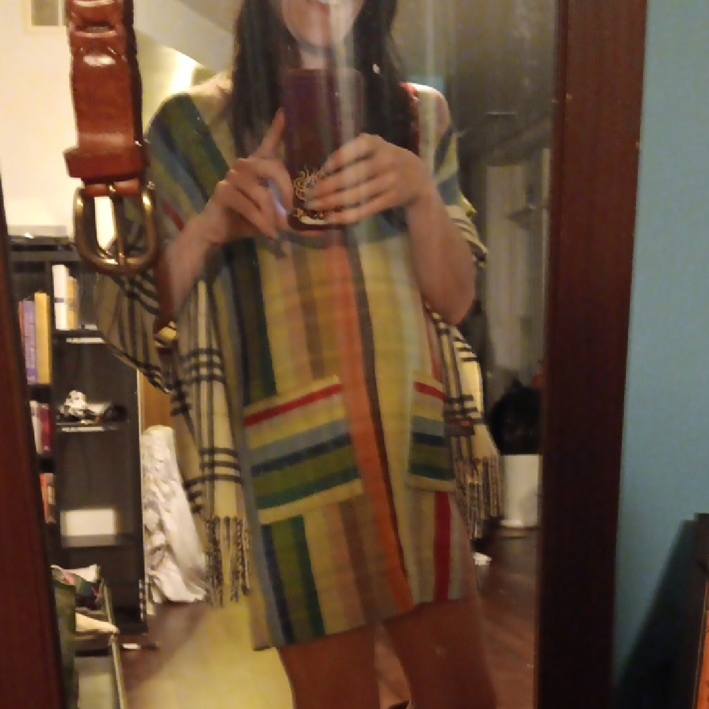 "WARM" Multicolor STRIPED Dress Also Shown W Grain Leather Belt Sold Seperately - Picture 4 of 13